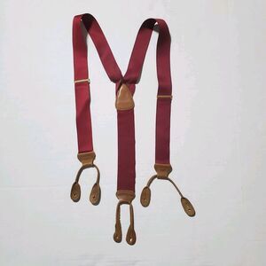 Trafalgar Suspenders Men One Size Red Y-Back Leather Button End